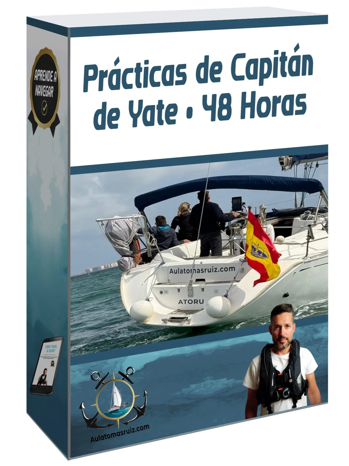 Prácticas de Capitán de Yate navegando en alta mar a bordo de un velero escuela